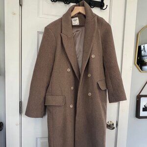 Abercrombie Double-Breasted Wool Blend Dad Coat in Brown